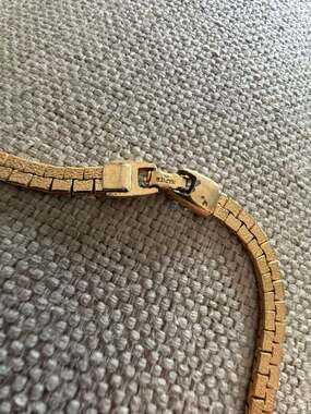 Vintage Napier Gold Tone Textured Flat Link Necklace